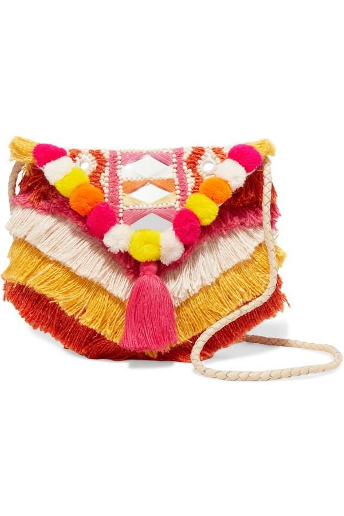 Bolso con pompones y flecos, de Antik Batik, 160 euros