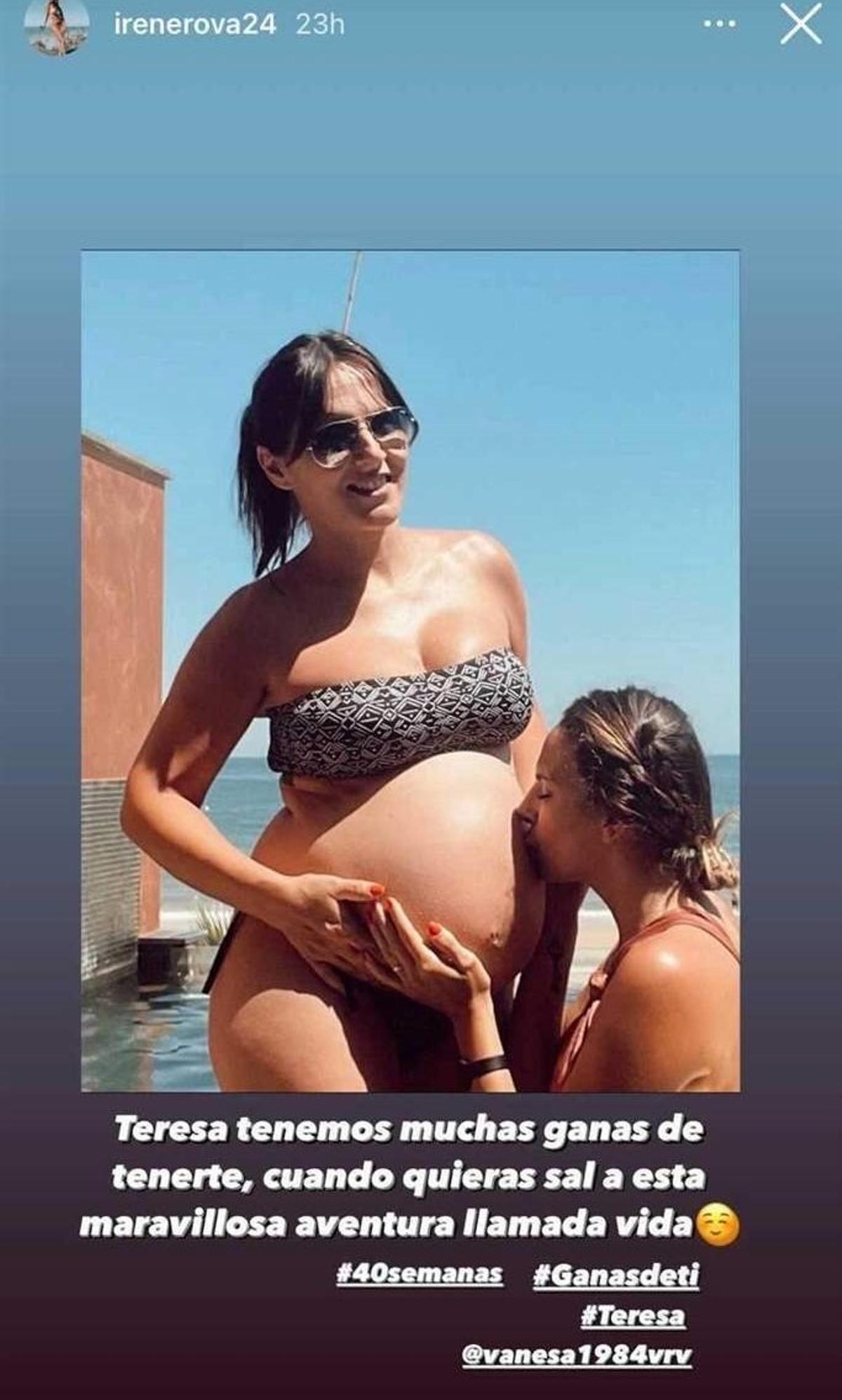 Irene Rosales besa la tripa de su hermana