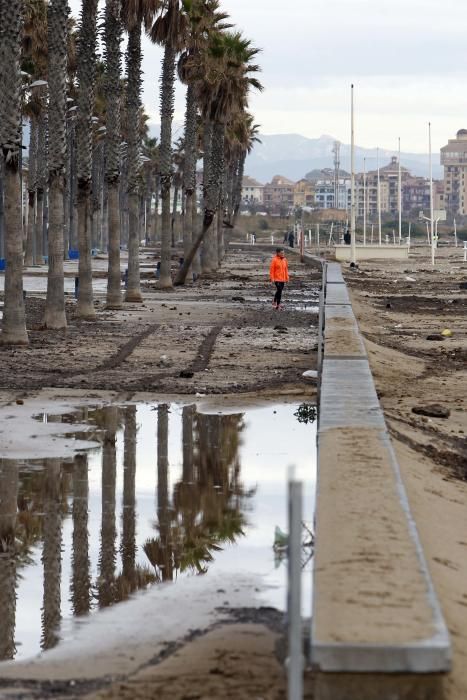 Destrozos en la playa de la Patacona