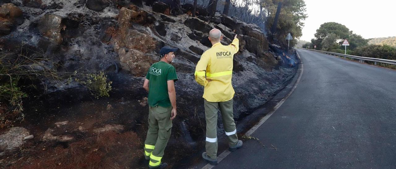 Efectivos del Infoca trabajan en un incendio declarado en la sierra de Córdoba en el verano de 2022.