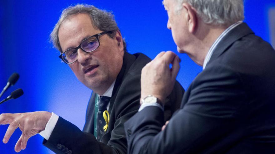 Quim Torra junto al presidente del Círculo de Economía, Juan José Bruguera.