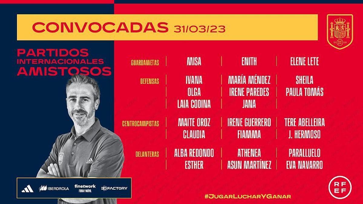 La convocatoria de Jorge Vilda para los últimos amistosos de la selección previos al Mundial.