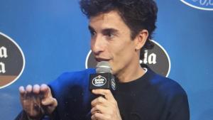 Marc Márquez, hoy. durante la conferencia de prensa, en Madrid, de Estrella Galicia.