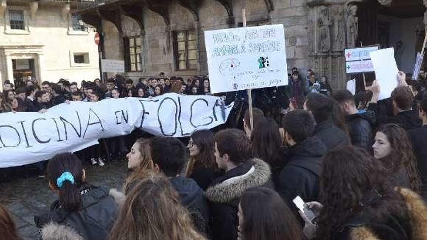 Protesta de los estudiantes de Medicina, el año pasado.