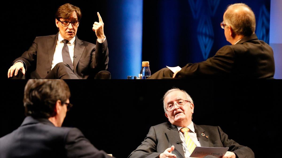 BARCELONA  ECONOMIA  18 12 2020 Economia  Gala de Premis de Pimec  Fotografiar el ministre de Sanitat  Salvador Illa  i el president de Pimec  Josep Gonzalez  FOTO de ALVARO MONGE