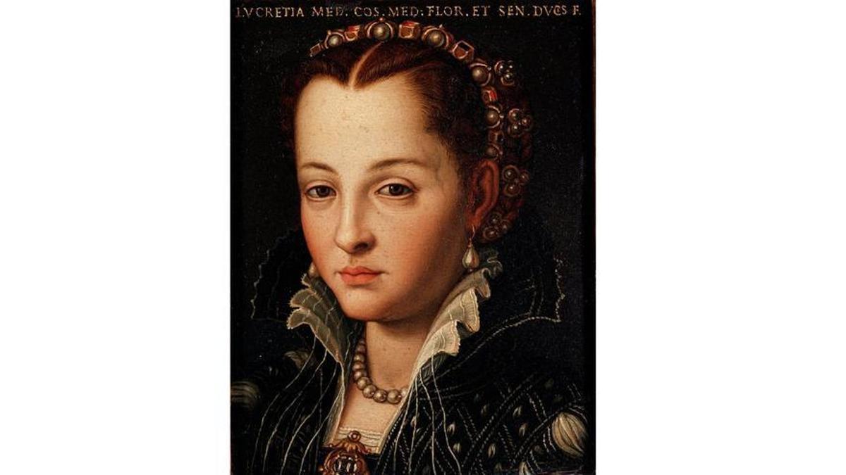 Retrato de Lucrezia de Médici de Bronzino, hecho un año antes de su muerte.