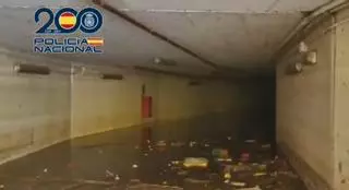 Así está el parking del centro comercial Bonaire: el dron de la Policía entra dentro