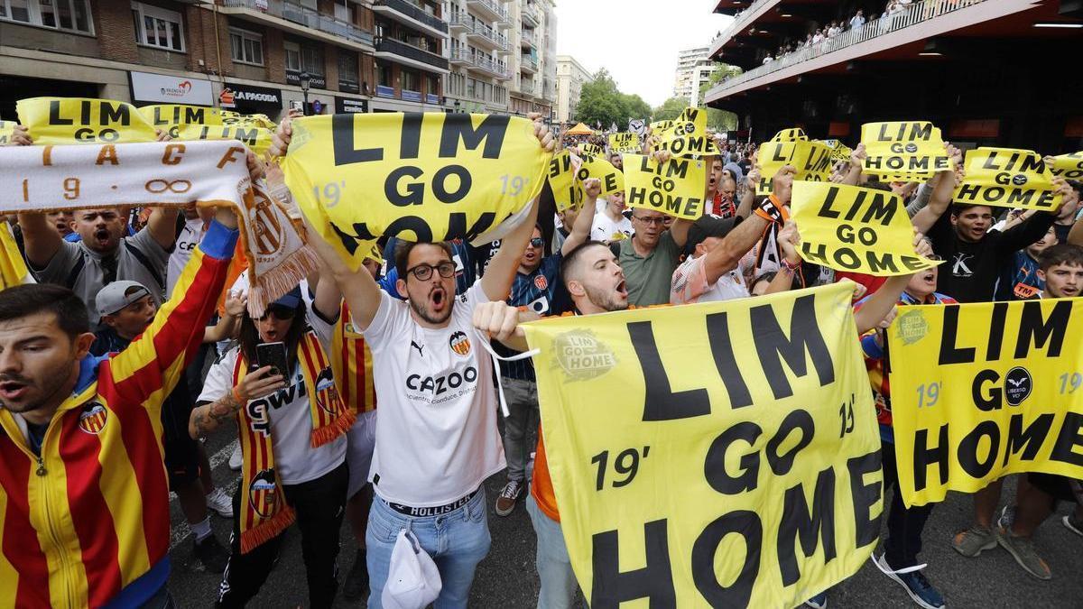 Una imagen de la última protesta contra Meriton en Mestalla