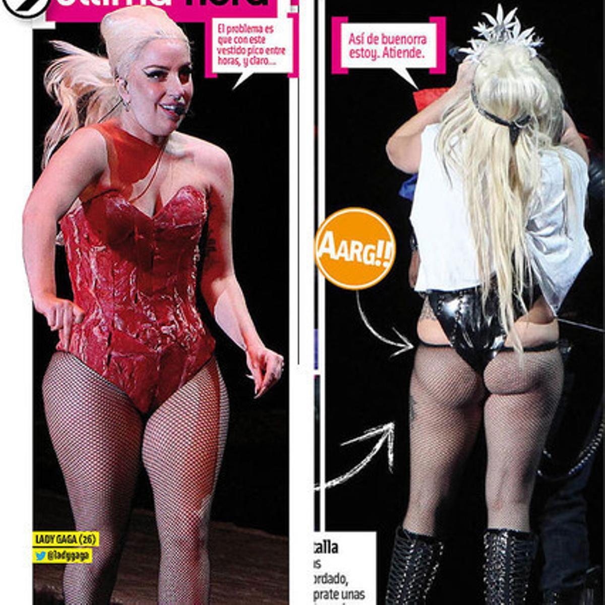 Lady Gaga en un concert, on es pot veure el notable augment de pes de la cantant.