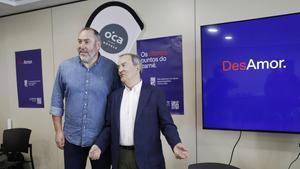 Héctor Galán y Raúl López en la presentación de la campaña de abonados del Monbus Obradoiro.