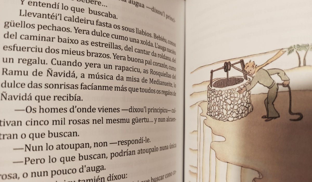 Dos páginas de la obra publicada y traducida al dialecto sanabrés.