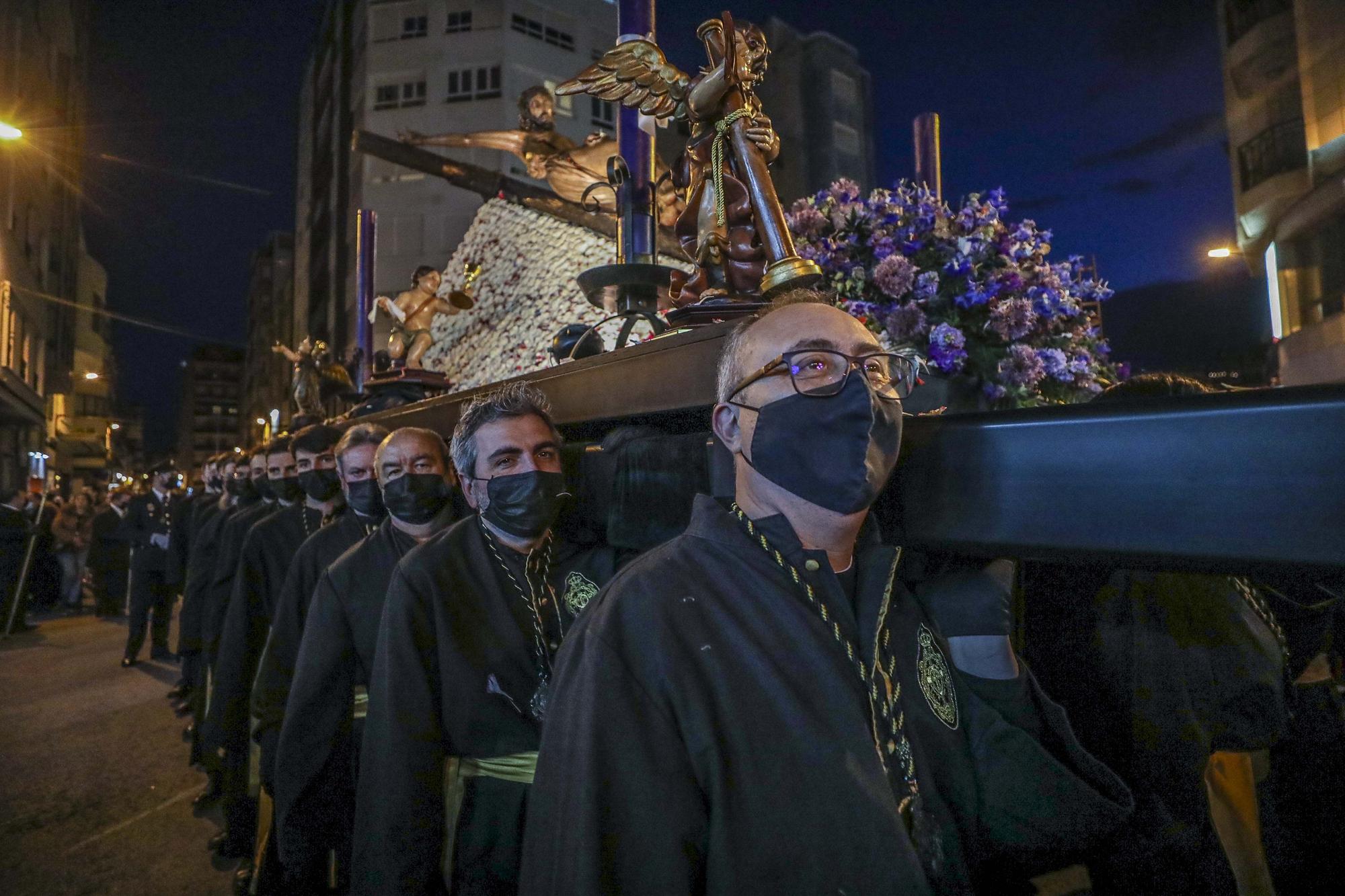 Elche procesiones Jueves santo: La Oracion del Huerto,Nuestra Señora de las Angustias y Maria Santisima de la Salud,La Flagelacion y Gloria,El Silencio,Cristo de Zalamea.