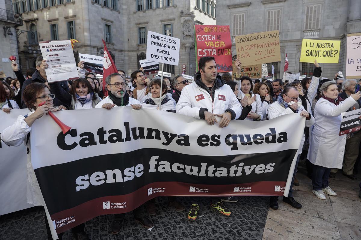 Huelga de médicos en Catalunya el pasado enero.