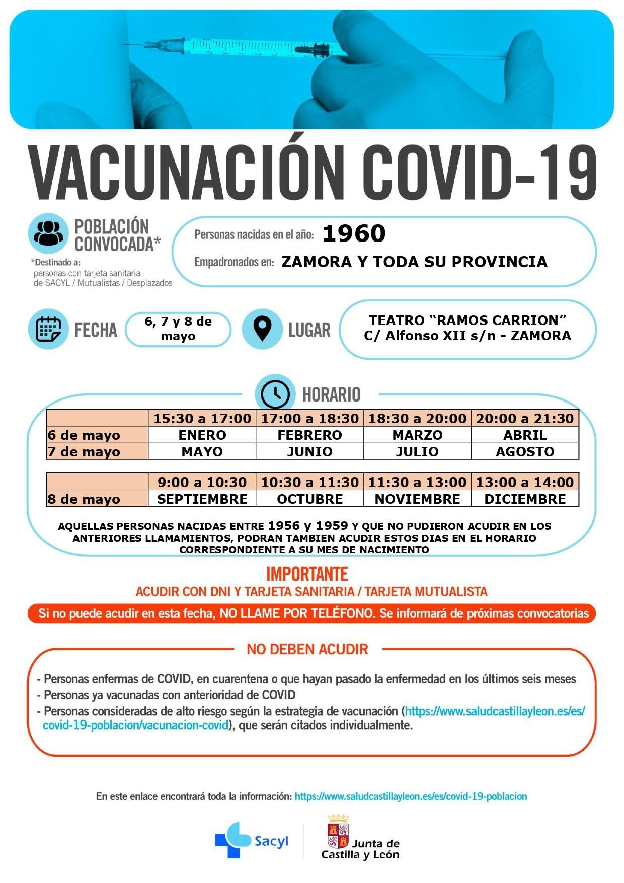 Vacunación de la quinta del 60 en Zamora. Personas que cumplen 61 años