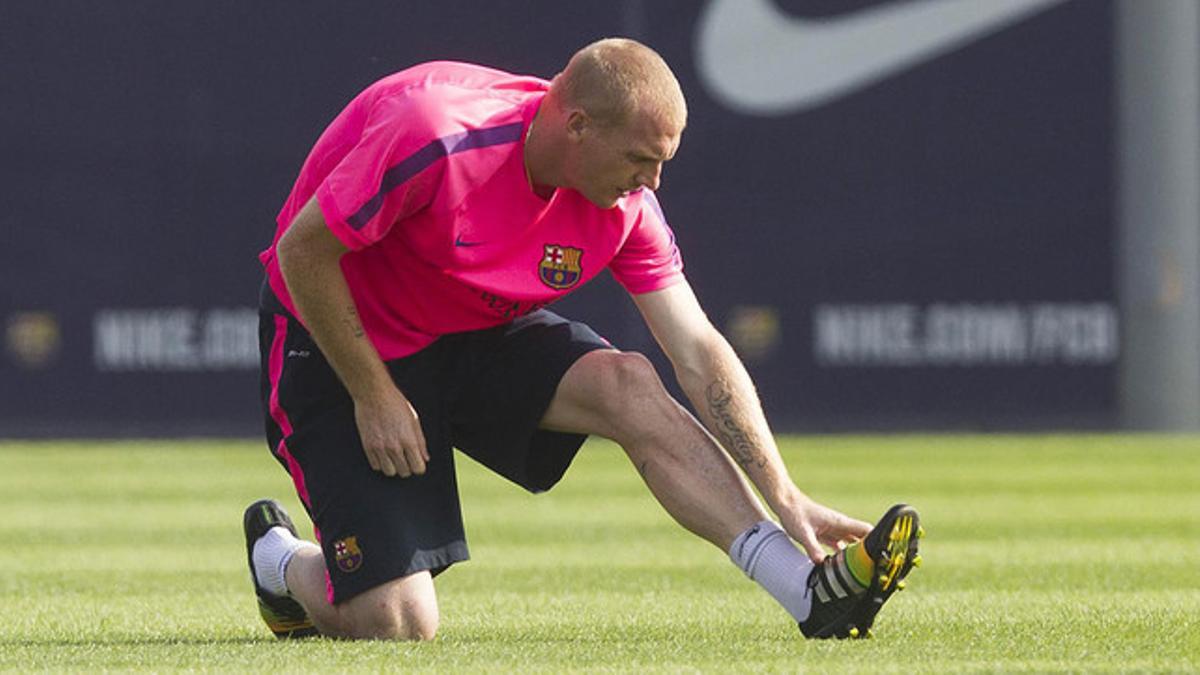 Mathieu, durante un entrenamiento en la ciudad deportiva del Barça
