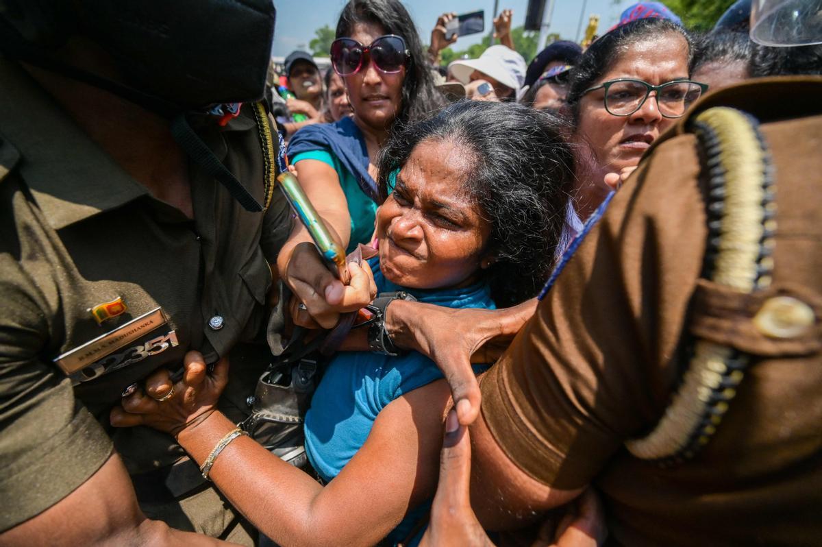 Manifestaciones por el 8-M en Colombo, Sri Lanka.