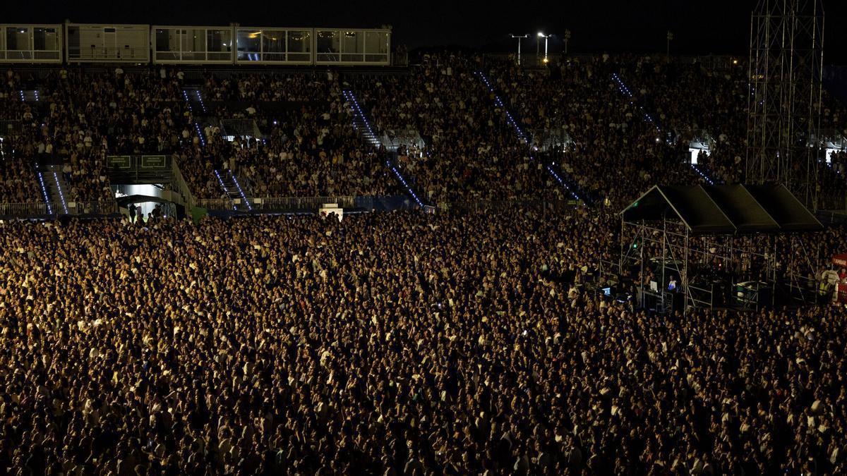 El Ibercaja Estadio de Zaragoza durante el concierto de Leiva del pasado sábado.