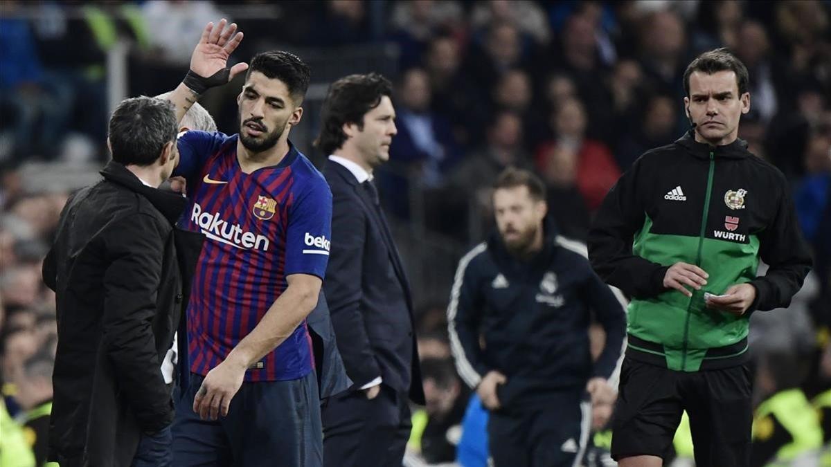 Valverde y Suárez en el partido de Copa ante el Madrid.