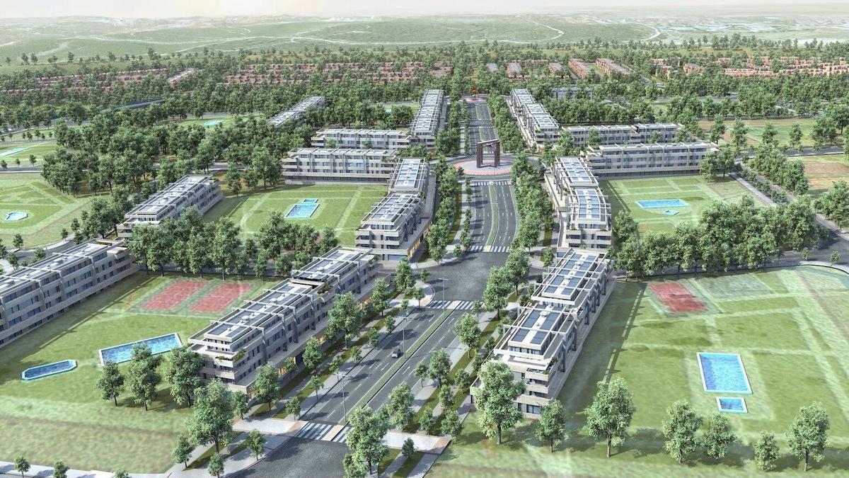 Recreación del futuro barrio de Los Carriles-Valgrande, en Alcobendas.