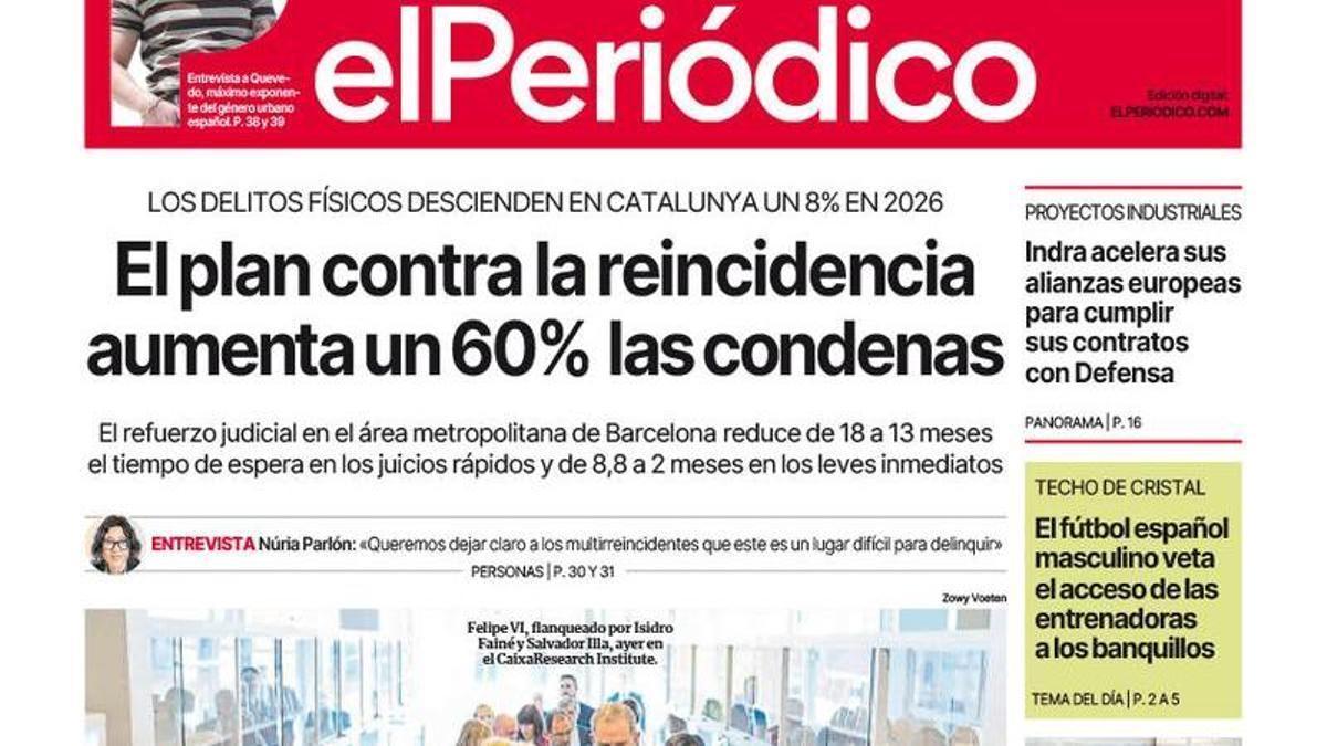 La portada de EL PERIÓDICO del 25 de abril de 2026