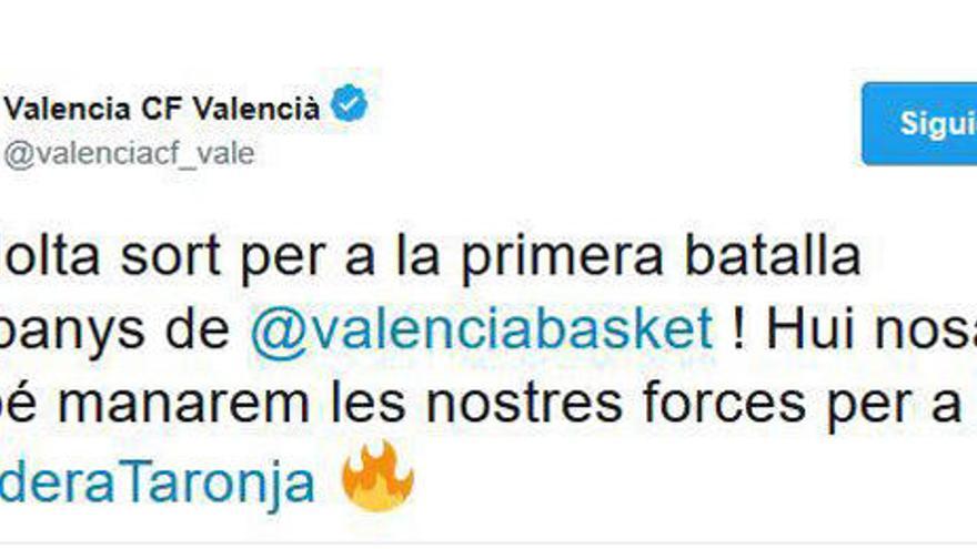 El Valencia desea suerte al Valencia Basket en su primer asalto a la final