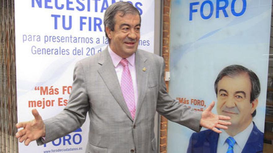 El presidente del Foro Asturias, Francisco Álvarez Cascos, durante la inauguración de la sede de su partido en Madrid.