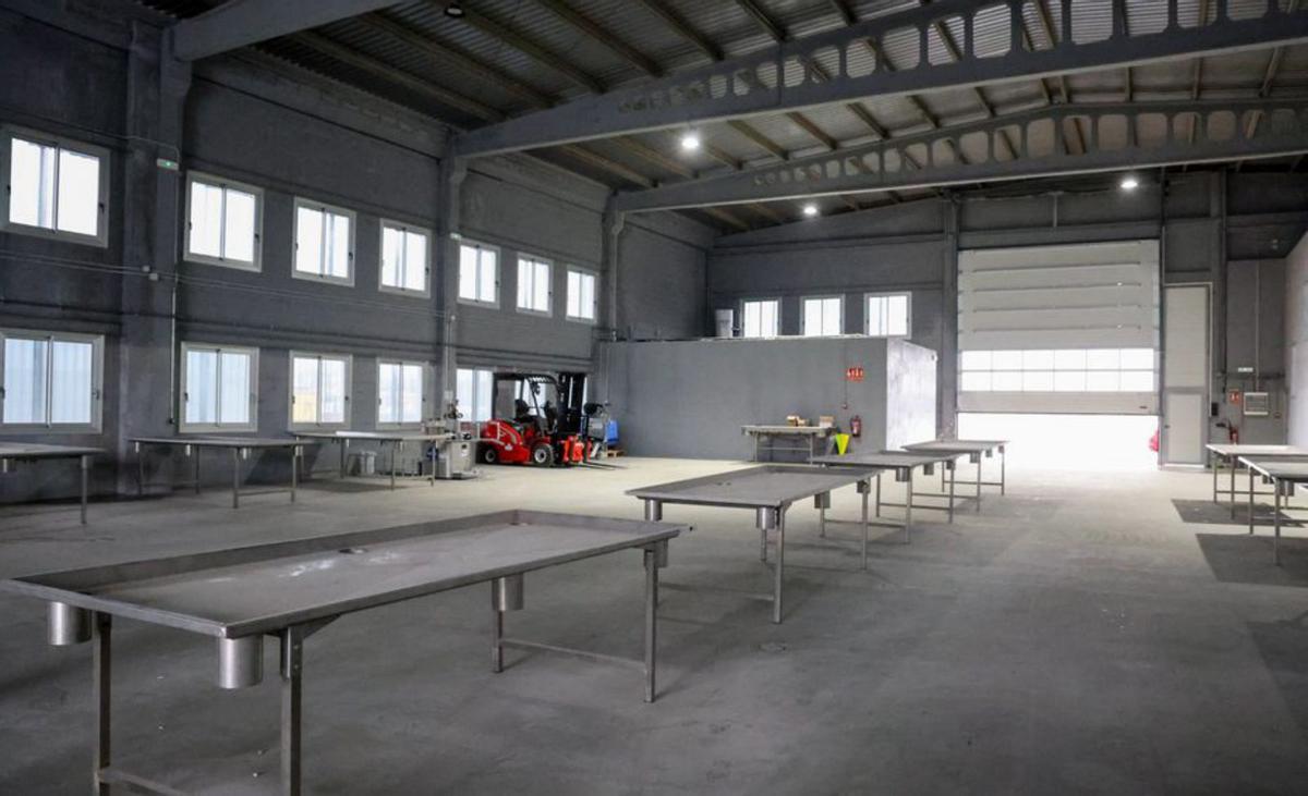 La maquinaria de clasificación y pesaje de una de las naves de los parquistas, en O Ramal. |  Iñaki Abella