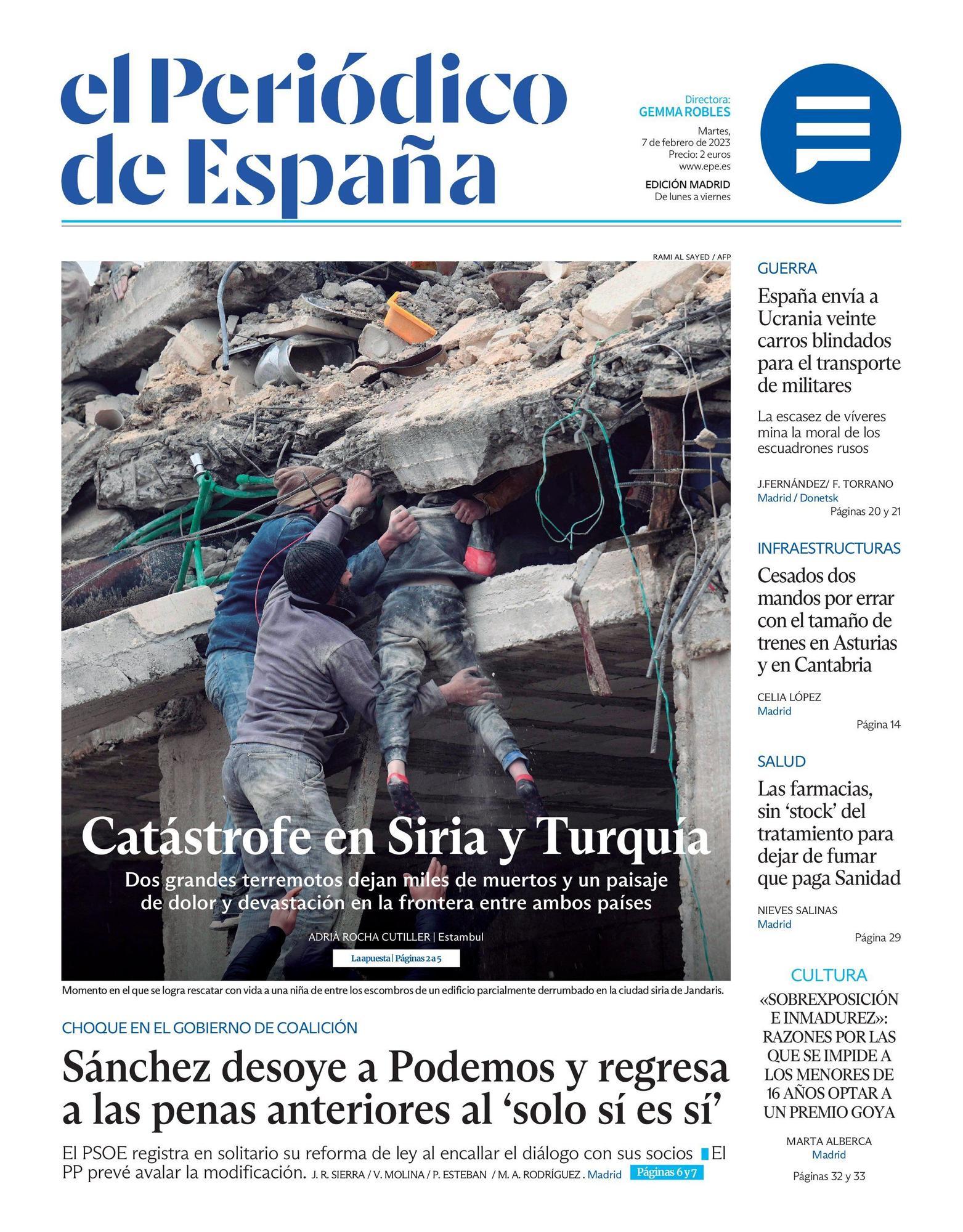 EL PERIÓDICO DE ESPAÑA de hoy martes 7 de febrero de 2023