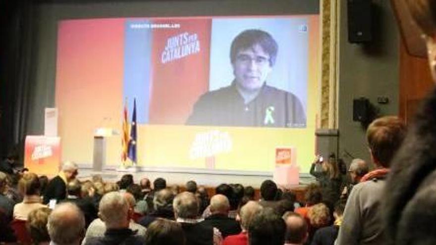 Instantània de Carles Puigdemont en un moment de la seva intervenció per videoconferència.