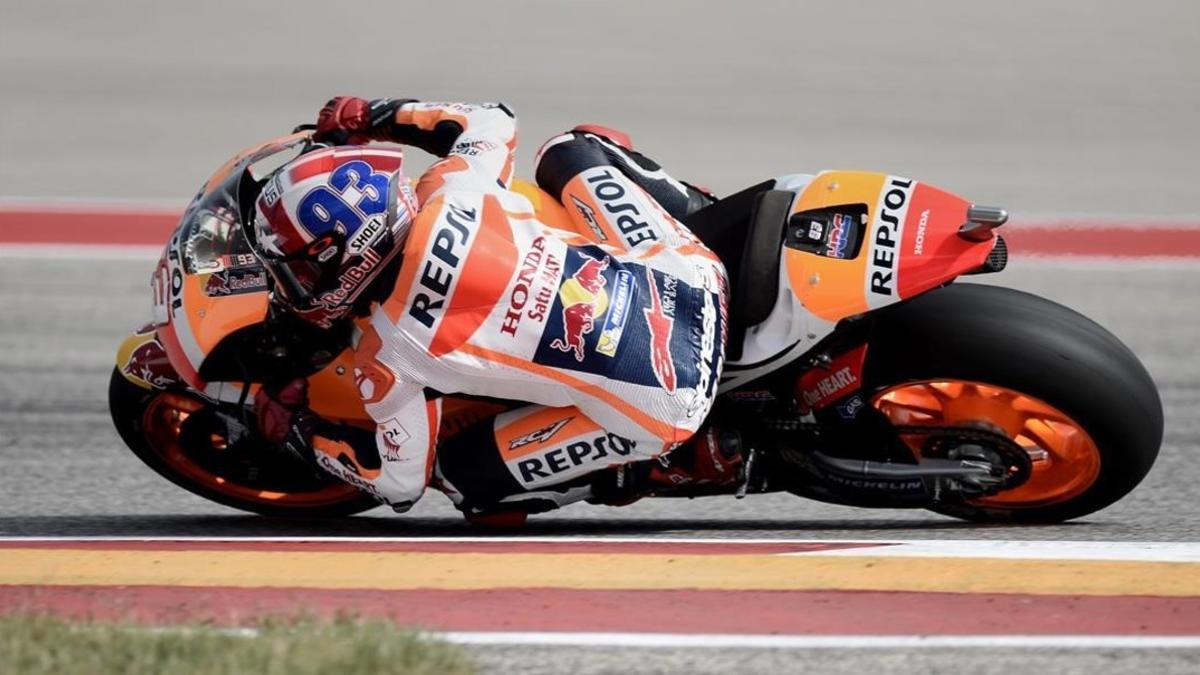 Marc Márquez, en los entrenamientos de Austin.