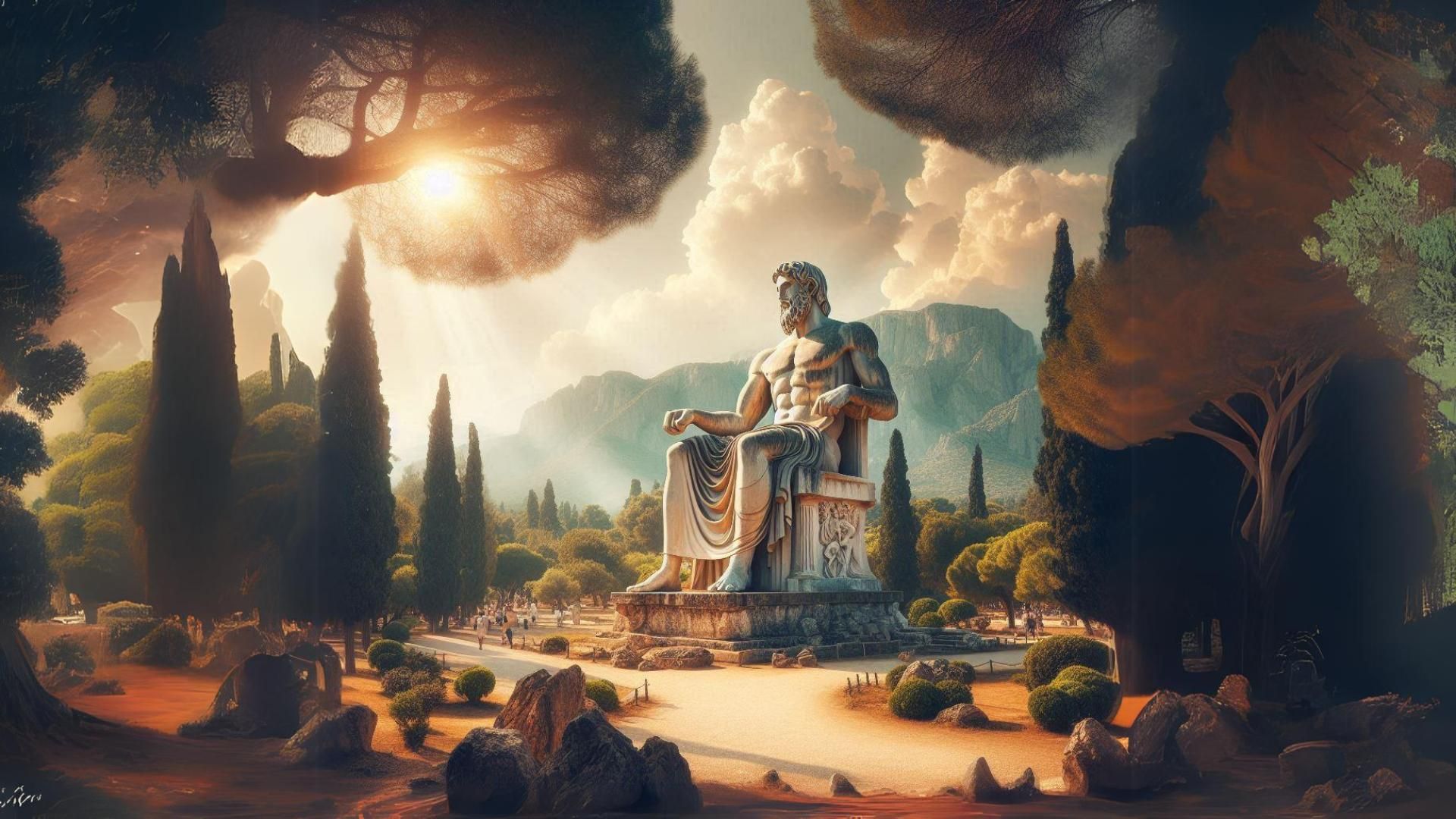 Interpretación de cómo pudo ser la Estatua de Zeus en Olimpia.