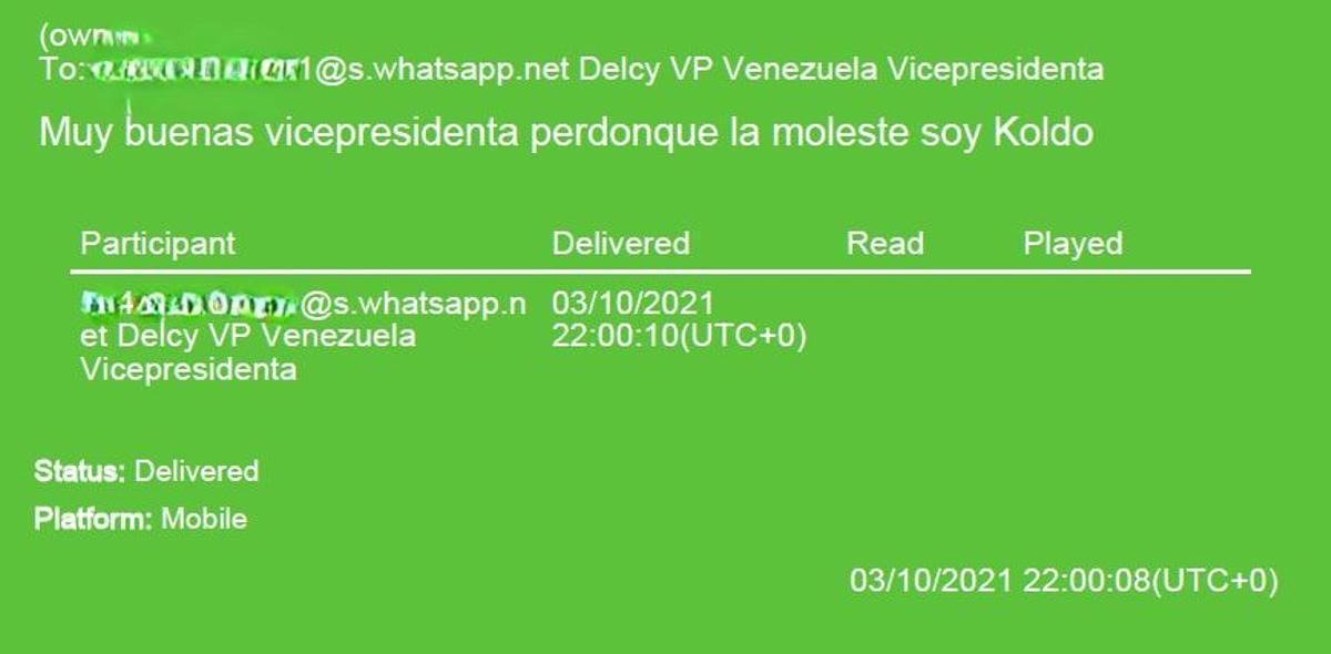 Chat de Delcy Rodríguez con Koldo García