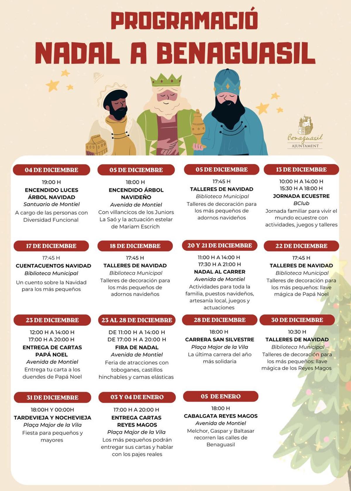 Programa de actividades de Navidad en Benaguasil.