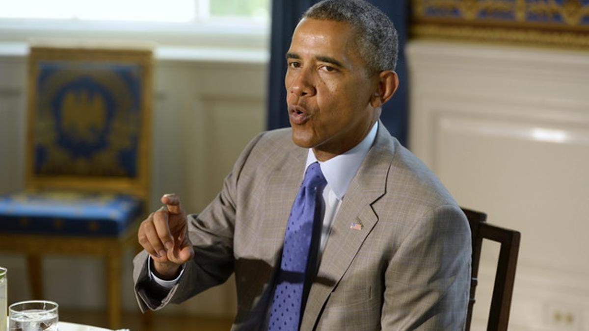 Barack Obama, el lunes en la Casa Blanca, durante un encuentro con profesores.