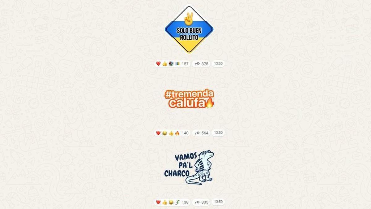 Algunos de los stickers en el grupo de "Stickers Islas Canarias"