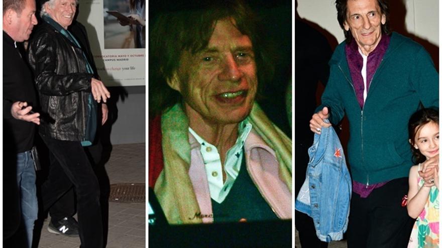 Keith Richards, Mick Jagger y Ronnie Wood abandonando la fiesta flamenca celebrada en un conocido restaurante madrileño en su honor