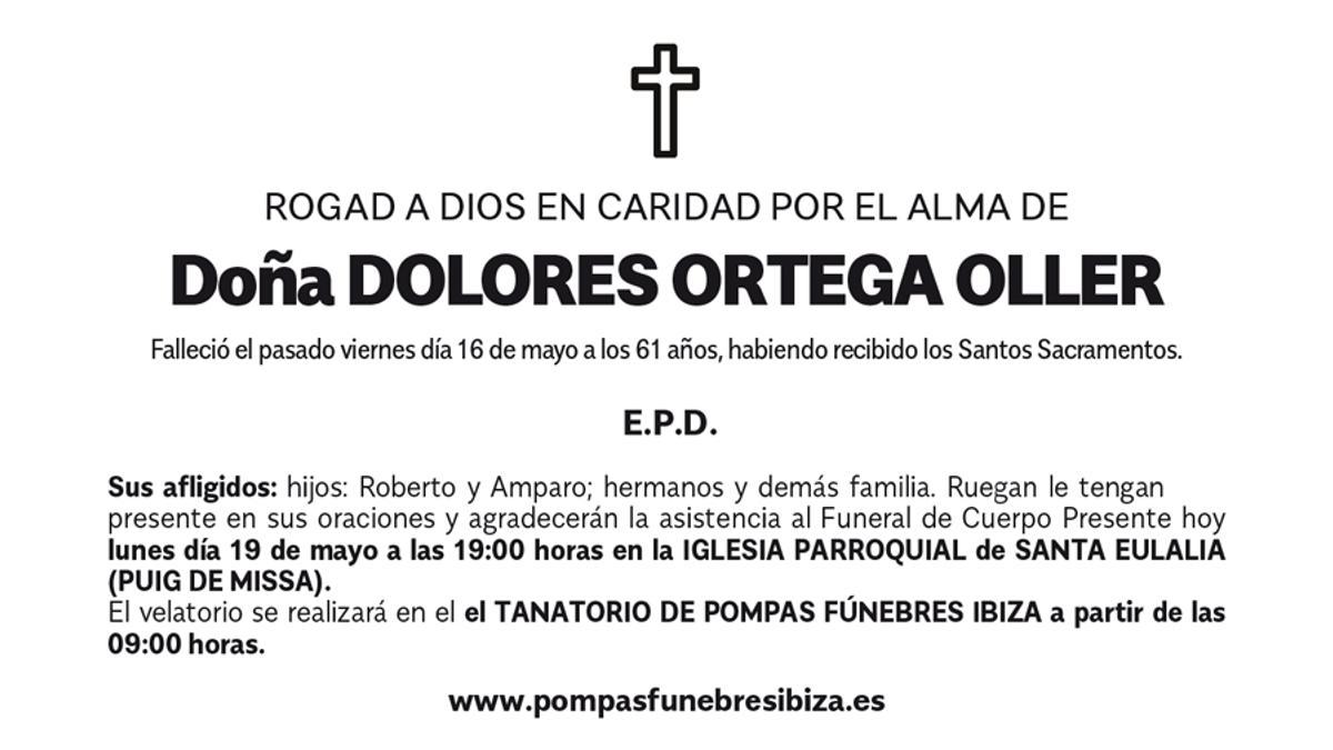Esquela Dolores Ortega Oller