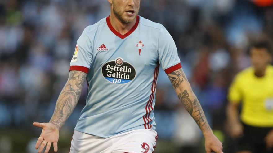 Guidetti, en su último partido con Celta // R. Grobas