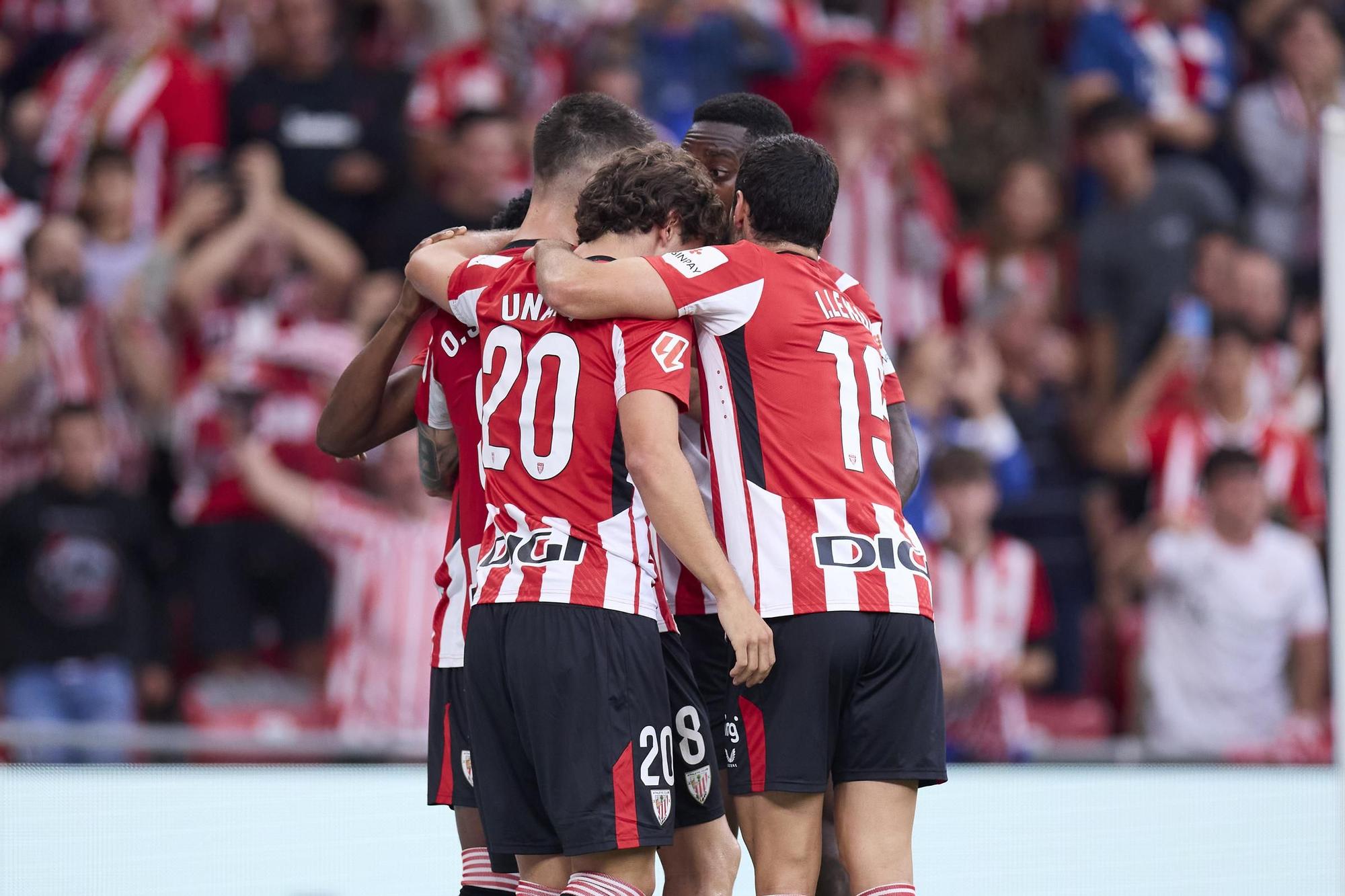 Alvaro Djalo of Athletic Club celebrates after scoring goal during the LaLiga EA Sports match between Athletic Club and RC Celta de Vigo at San Mames on September 22, 2024, in Bilbao, Spain. AFP7 22/09/2024 ONLY FOR USE IN SPAIN / Ricardo Larreina / AFP7 / Europa Press;2024;SPAIN;Soccer;Sport;ZSOCCER;ZSPORT;Athletic Club de Bilbao v RC Celta de Vigo- La Liga EA Sports;