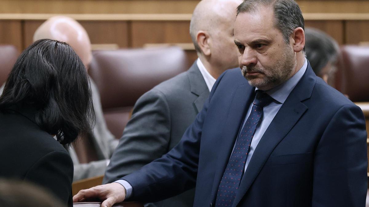 José Luis Ábalos, hoy en el pleno del Congreso de los Diputados.