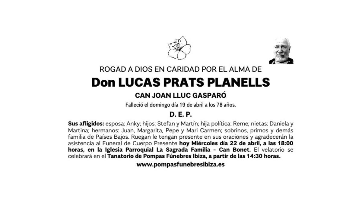 Esquela Lucas Prats Planells