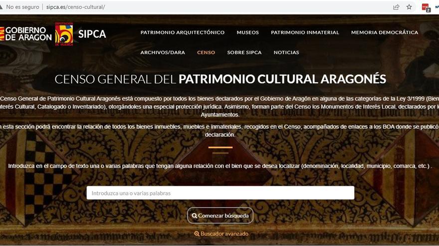 La web que centraliza todo el censo general del patrimonio cultural aragonés.