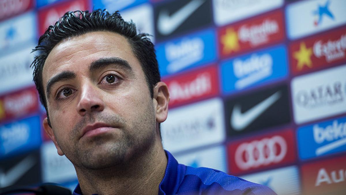 Xavi, en la sala de prensa de la ciudad deportiva.