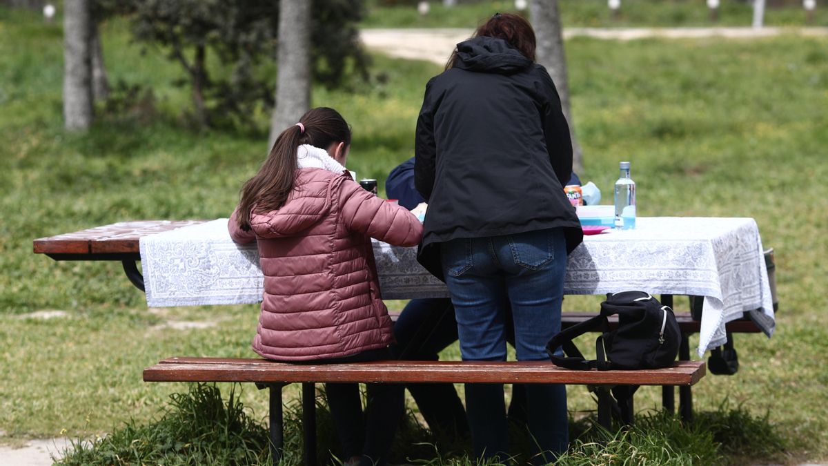 A family on a picnic. A family on a picnic.