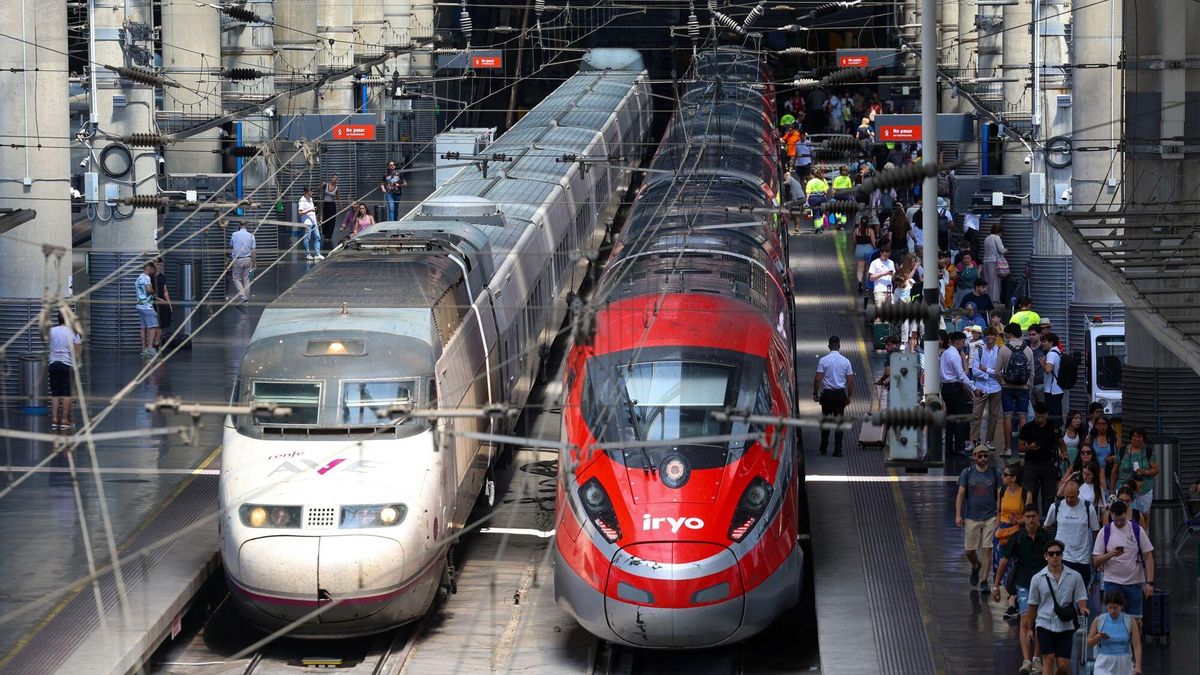 Trenes de Renfe e Iryo.