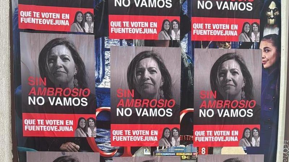 Carteles con la imagen de Isabel Ambrosio que han aparecido este miércoles en el centro de Córdoba.