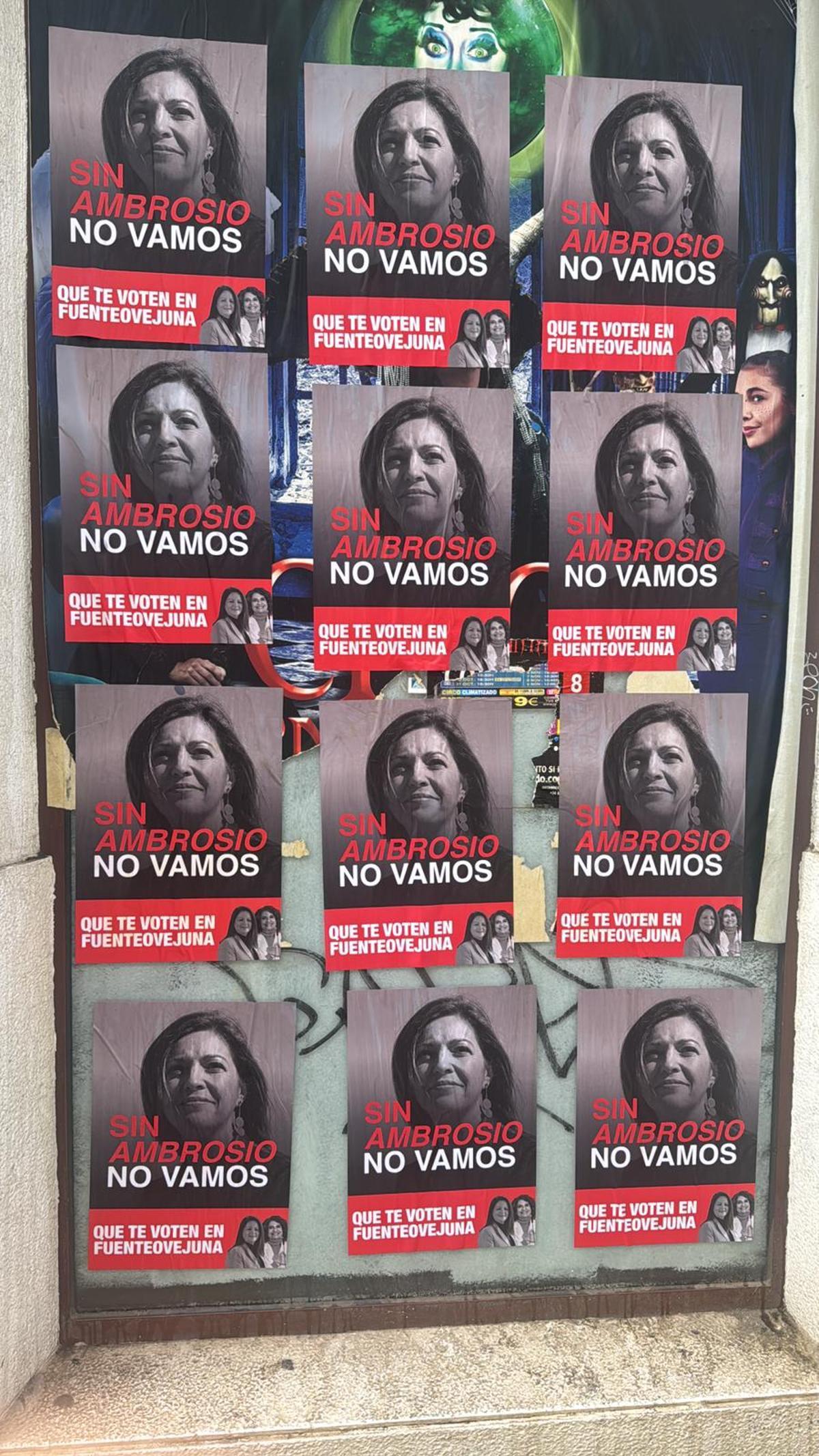 Carteles con la imagen de Isabel Ambrosio que han aparecido este miércoles en el centro de Córdoba.