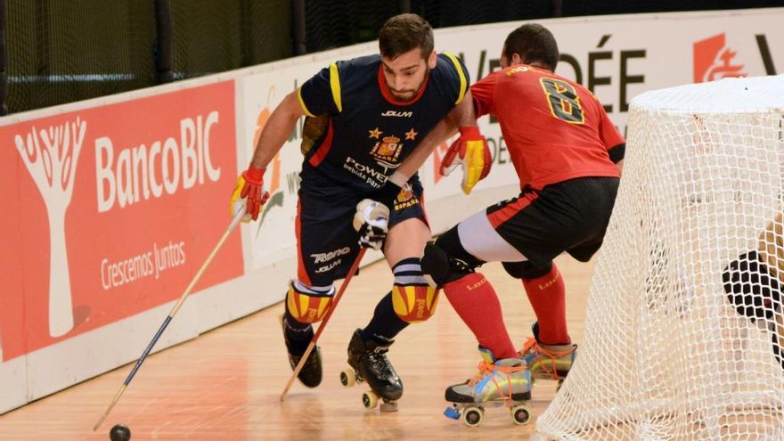 Eduard Lamas, en un partido con la selección española