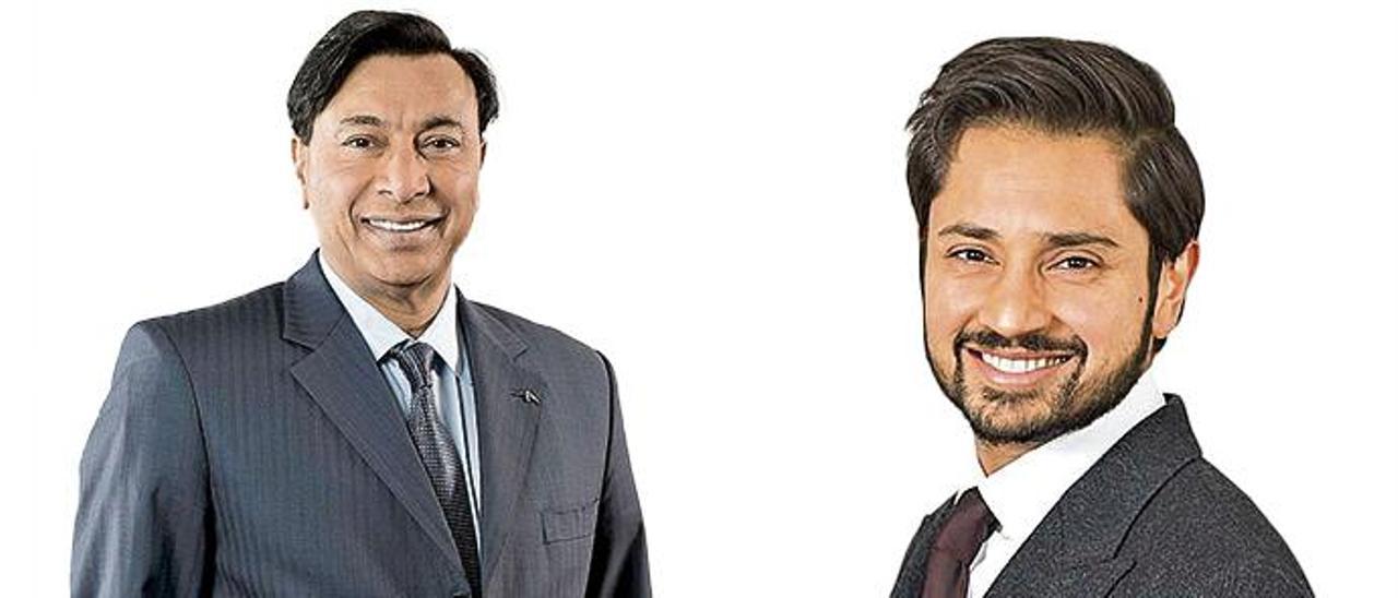 Lakshmi Mittal, a la izquierda, y Aditya Mittal.