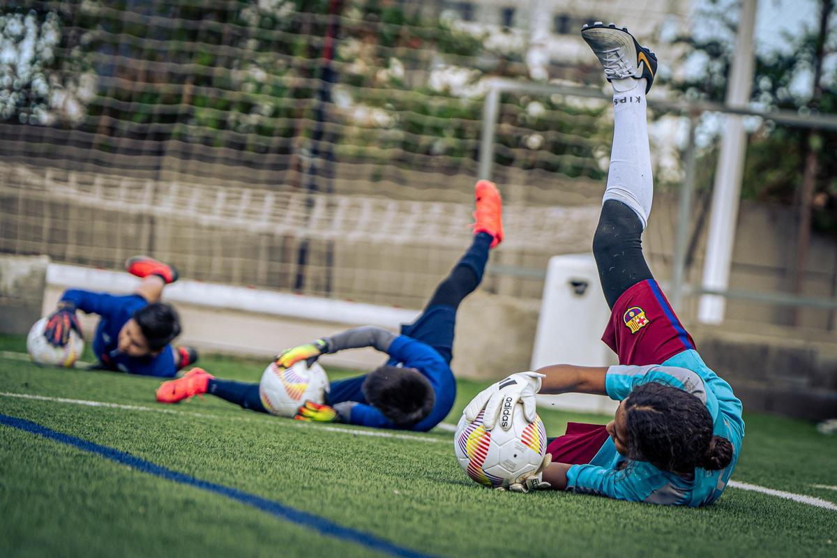 Jugadoras del Sant Ildefons entrenando